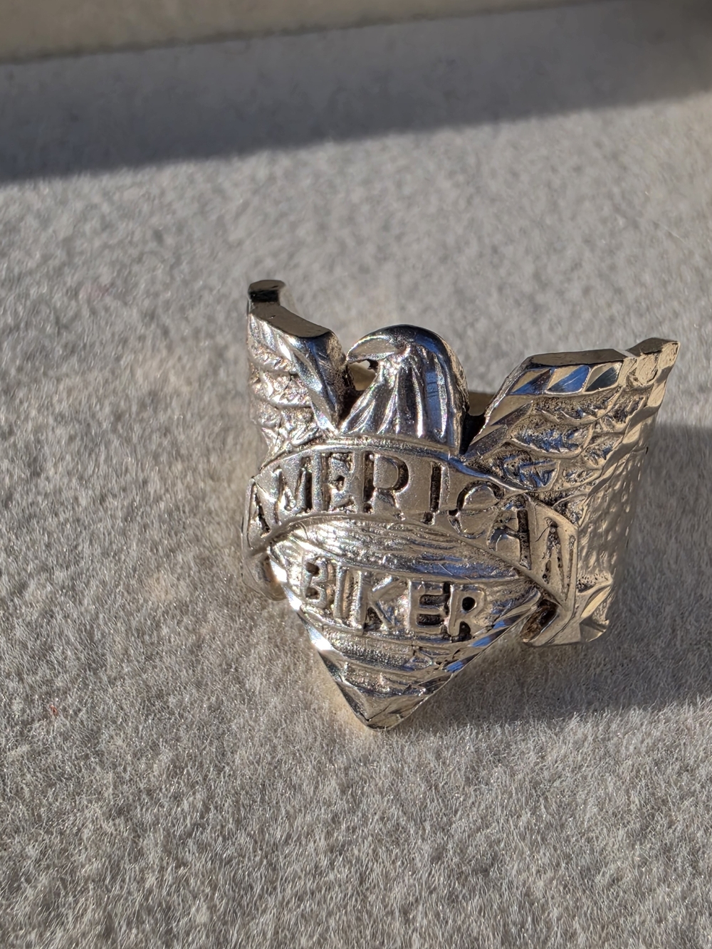 American Biker Sterling Silver Eagle Ring - US Size 9.75 • 12.20g